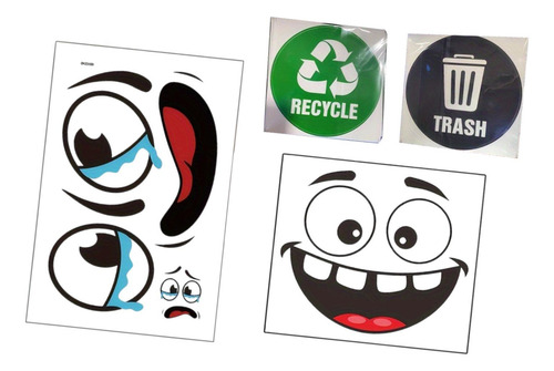 4 Piezas De Basura De Basura Calcomanías Basura Y Reciclaje