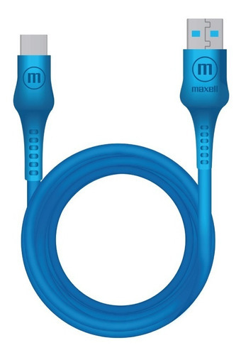Cable Cargador Tipo C Usb Maxell Jelleez Gel Flexible 1.20m Color Azul