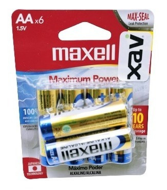 6 Pila Bateria Aa Alcalina Maximum Power Maxell 7369 Xavi