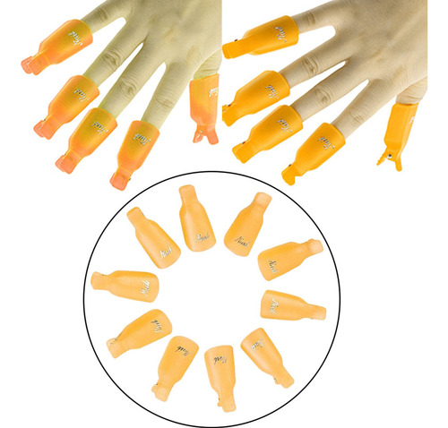 2 Nail Art Gel Caps Soak Off Clip Limpiador Naranja