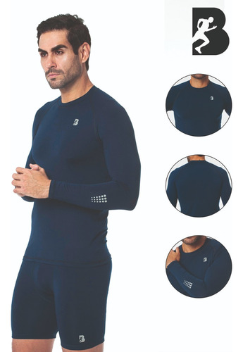 Playera Dep Manga Larga Caballero Black Secret Sport 4002