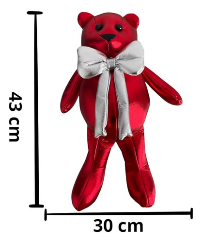 Peluche Oso Rojo Metalico 40 Cm Grande Navideño Navidad F