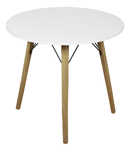 Mesa Redonda Moderna Minimalista Estilo Eames Blanco Onstore Patas Café