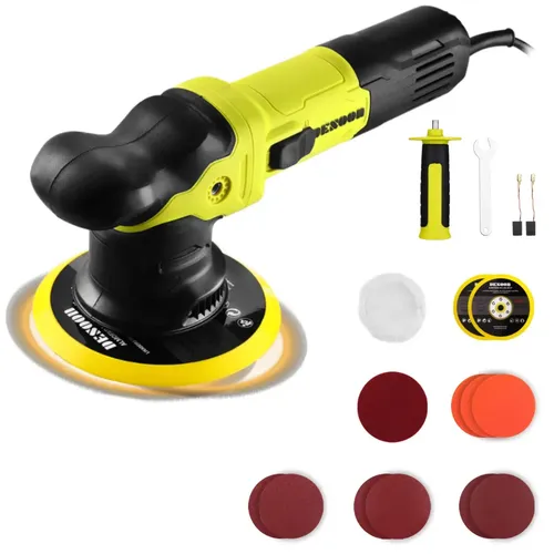 Politriz Roto Orbital 1600w Profissional Automotiva Órbita 9mm Disco 150mm Com 6 Velocidades Variáveis Alça Desmontável E Acessórios Desoon