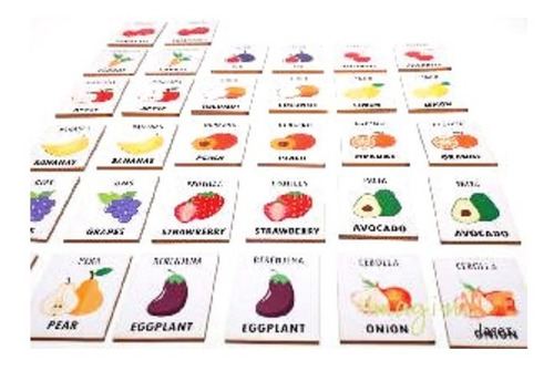 Juego De Memoria Bilingue Frutas Y Verduras 32 Pz Fibrofacil