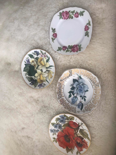 Platos De Pan Pintados A Mano Porcelana Inglesa Argyle