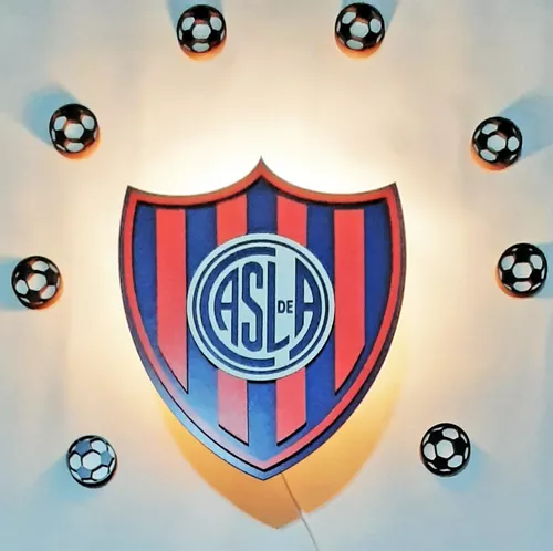 Lámpara Velador De Pared Escudo De Futbol San Lorenzo Madera