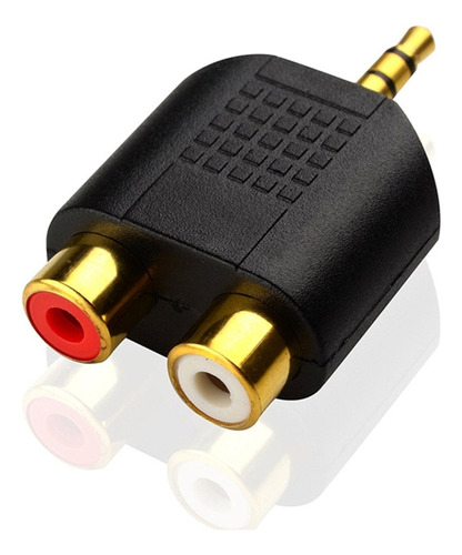 Adaptador Estéreo Plateado De 3,5 Mm A 2 Rca Macho A Hembra