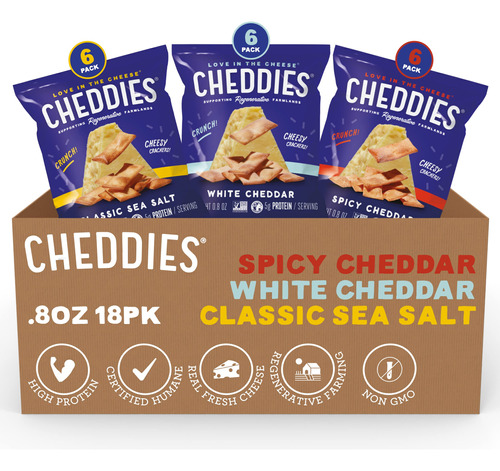 Cheddies Crackers | Paquete Variado  Sal Marina, Queso Ched