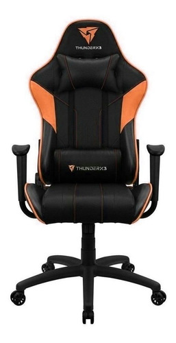 Cadeira de escritório ThunderX3 EC3 gamer ergonômica  preto e laranja com estofado de couro sintético