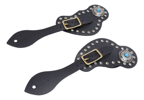 Juego De Correas Con Forma De Espolón Negro, 2 Piezas, Piel
