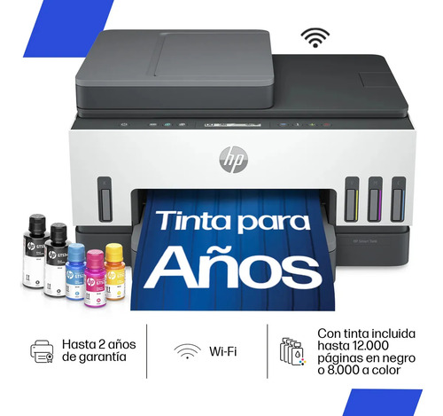 Impresora Multifuncional HP Smart Tank 750 Sistema Continuo Color Wi-Fi Ethernet ADF Dúplex
