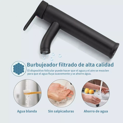 Llave Mezcladora Monomando Fregadero Lavabo Grifo Baño Negro