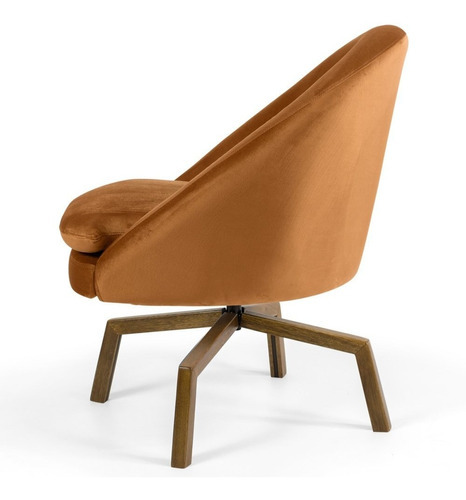 Poltrona Decorativa Base Ka Madeira Rafa B-262 Veludo Telha Cor Rosa-claro