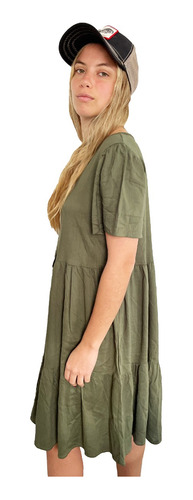 Vestido Lino Manga Corta