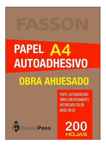 Papel Autoadhesivo Obra A4 Color Beige Paquete X200 Hojas
