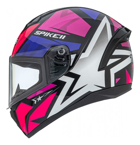 Capacete Moto Feminino Peels Spike Ls Star 2 Preto Rosa