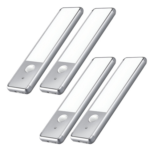 Combo X 4 Barra De Luz Led Sensor Movimiento Recargable 12x4cm Dakota Nivel De Brillo Ajustable Bajo Alacena, Cocina