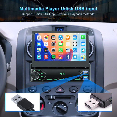 Pantalla Táctil Retráctil Manual 1din 7 Hd Mp5 Universal