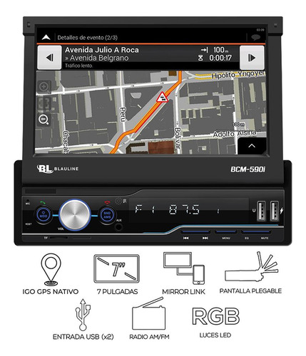 Stereo In Dash Pantalla 7 Pulgadas Bluetooth Gps Am Fm