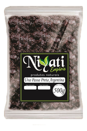 Uva Passa Fruta Seca Niyati Frutas Secas - Uva Passa Preta Sem Glúten 500 g