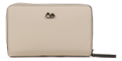 Cartera Cloe Para Mujer Mediana Cierre Sencillo Acabado Gun Color Beige