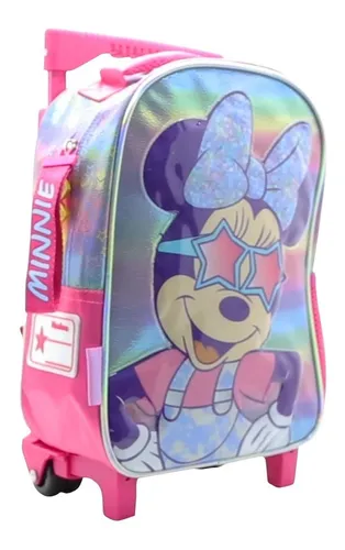 Mochila Con Carro Jardin 12p Disney Minnie Mouse Con Luz