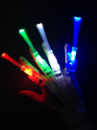 Imagen 2 de 7 de Anillos Silicona Led Y Fingers Flash Fibra Óptica Combo X 50
