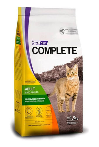 Alimento Vitalcan Complete Gato Castrado/control Peso 1,5kg