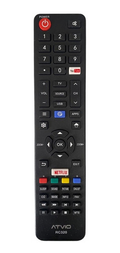 Control Remoto Smart Tv Atvio Rc320 Nuevo