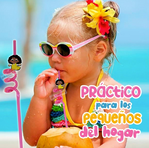 Set 4 Pcs Popote Reutilizable Infantil Varias Figuras Fiesta