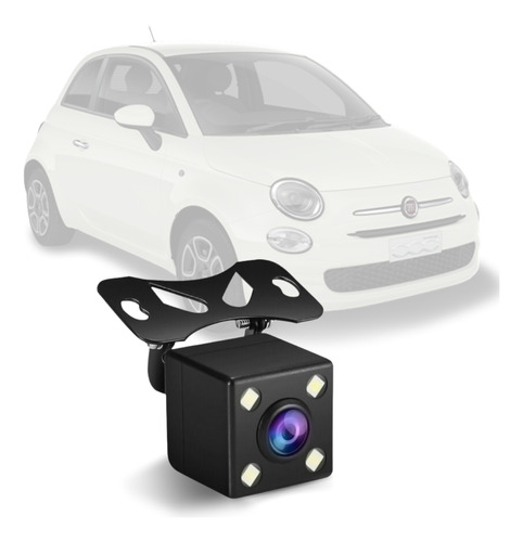 Câmera Ré Quadrada Colorido Visão Noturna Led Fiat 500 