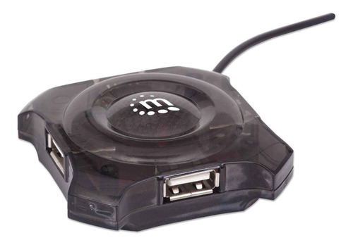 Imagen 2 de 3 de Concentrador Mini Hub Manhattan Usb 4 Ptos Negro 162272