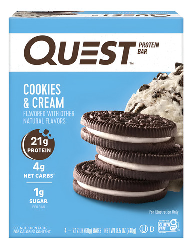 Quest Protein Bar, Cookies & Cream, High Protein, 4ct