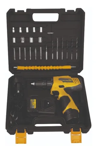 comprar Taladro Inalambrico 3\u002F8'' + 27 Accesorios Furius Fcd12kit Color Amarillo Frecuencia 12v 12V