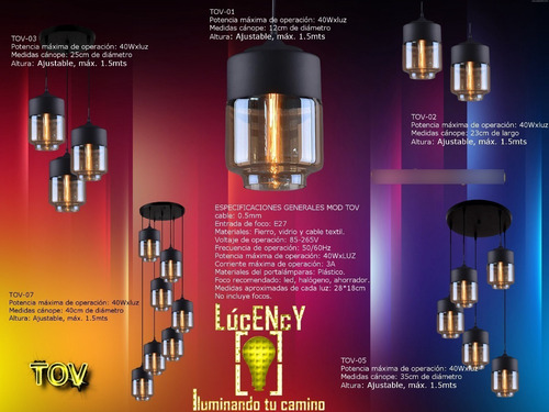 Lámpara Ngr Lighting Con Cristal Ámbar, Mod. Tov-07