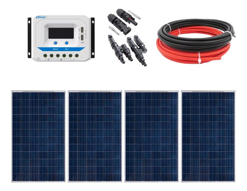 Kit De Energia Solar Resun 4 Placas 100w Com Controlador 30a