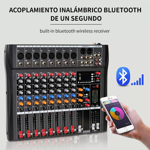 Consola Mezcladora Dj Ct8 De 8 Canales Con Bluetooth