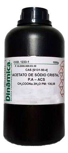 Acetato De Sódio Pa 1kg Grau Analitico C/ Laudo Pureza