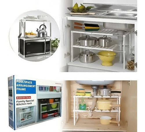 Imagen 2 de 7 de Organizador Cocina Estante Escurridor De Platos Ajustable