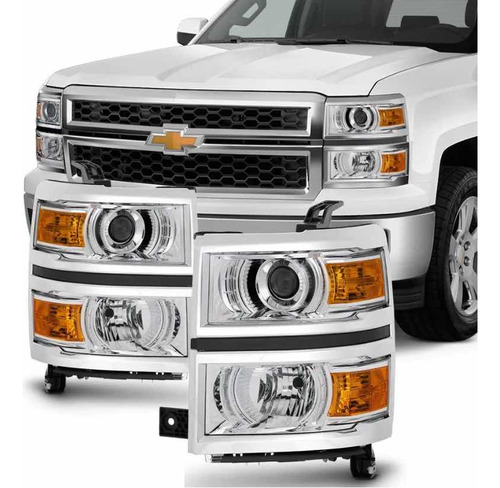 Faros Chevrolet Silverado 2014 2015 Con Proyector Izq Y Der