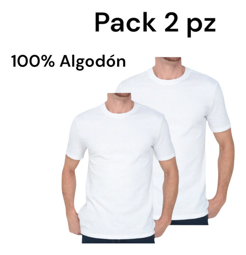 Playera Hombre 2pz Cuello Redondo Manga Corta 100% Algodon