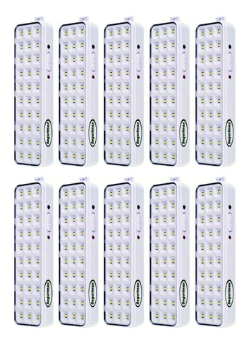 Kit C/ 10 Luminária Luz De Emergência Recarregável 30 Led