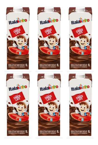 Kit C/6 Bebida Láctea Italakinho 1 Litro Chocolate