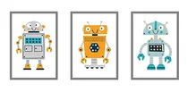 Comprar Set De 3 Cuadros Decorativos Para Habitación Infantil Robots