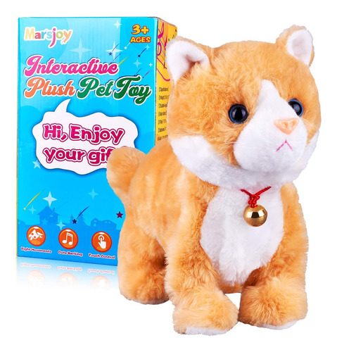 Peluche De Gato Robot Amarillo, Gato De Peluche Interactivo,