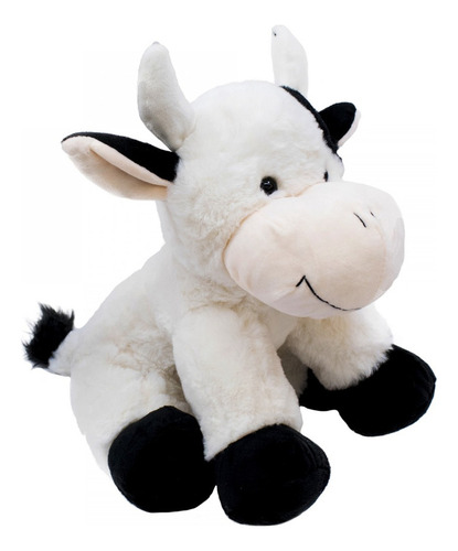 Vaca blanca con manchas negras, 32 cm, de peluche