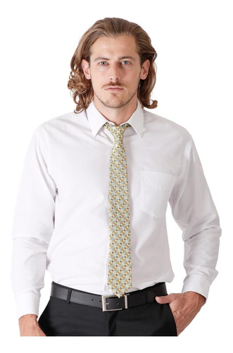 Camisa Vestir Aristos Hombre Blanco Algodon/poliester 3005