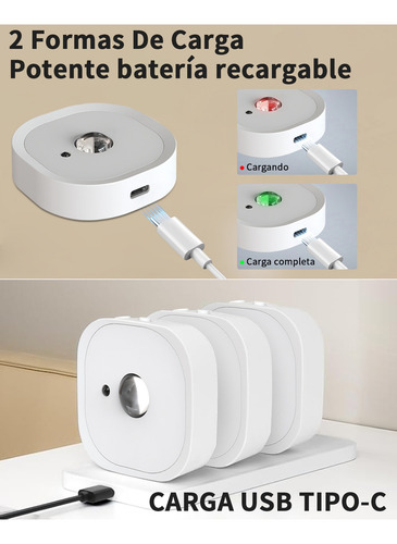 Bylifity® Lampara Led Recargable Para Pared, 13 Colores Rgb Luces De Disco Con Control Remoto, Inalámbricas Luz De Clóset Blanco Con Estación De Carga (4 Piezas)