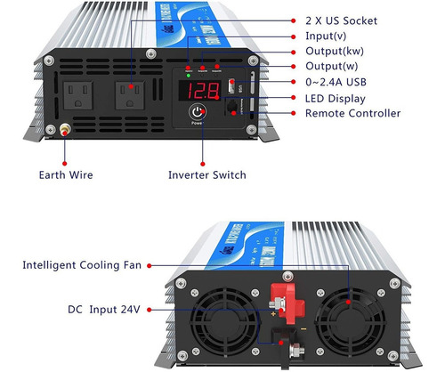 Giandel Inversor De Corriente De 1.600 Vatios De Onda Modifi